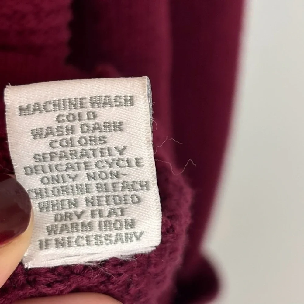 Dress Barn Womens Double Breasted 100% Cotton‎ Maroon Cardigan SZ L Chunky Knit